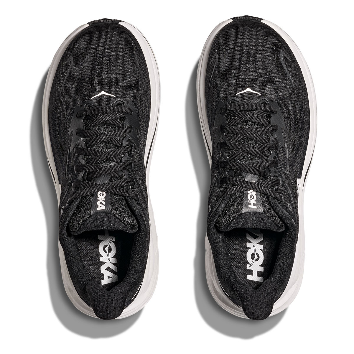 HOKA Men's Clifton 10 Wide Black/White Running Shoes - Free Shipping