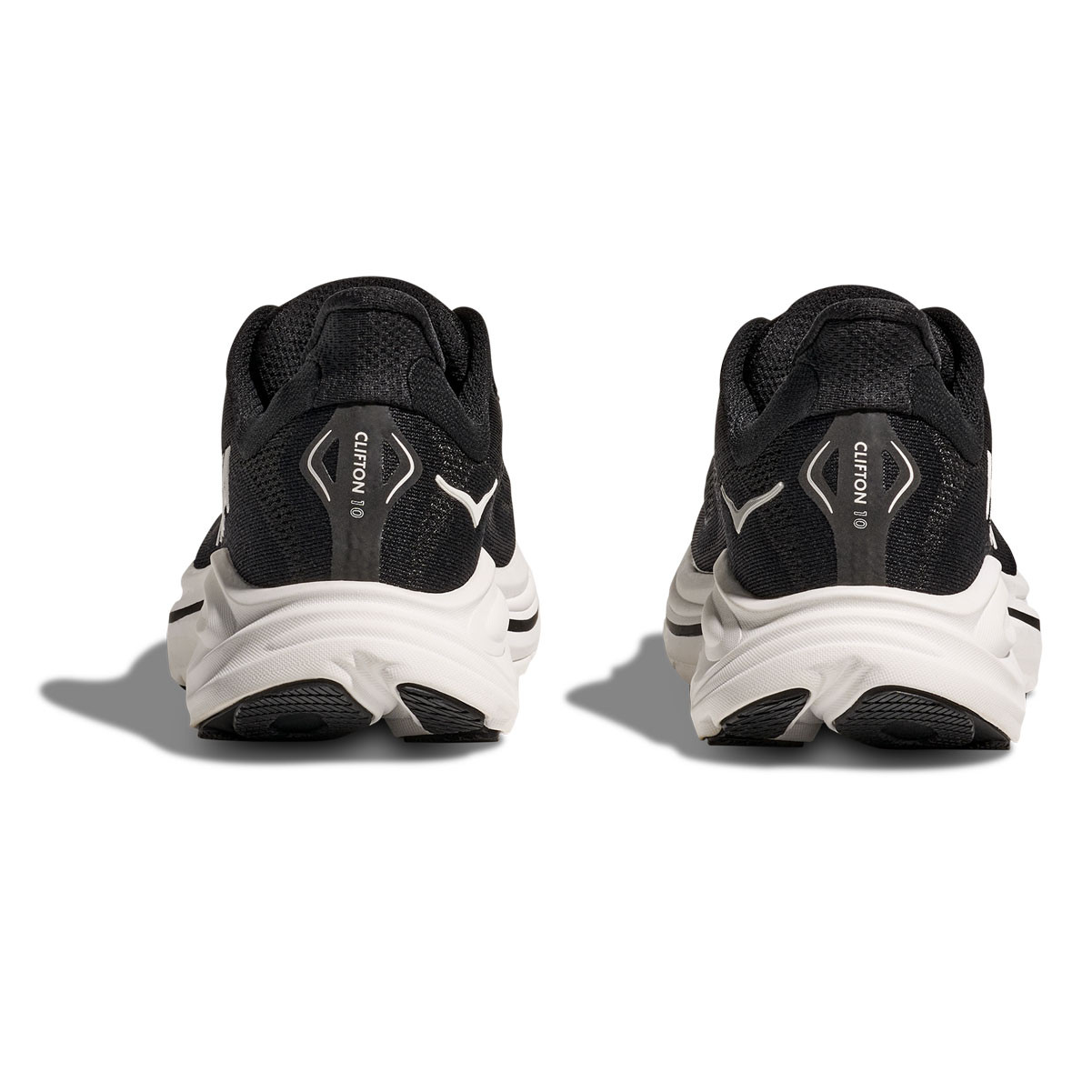 HOKA Women's Clifton 10 Wide Black/White Running Shoes - Free Shipping