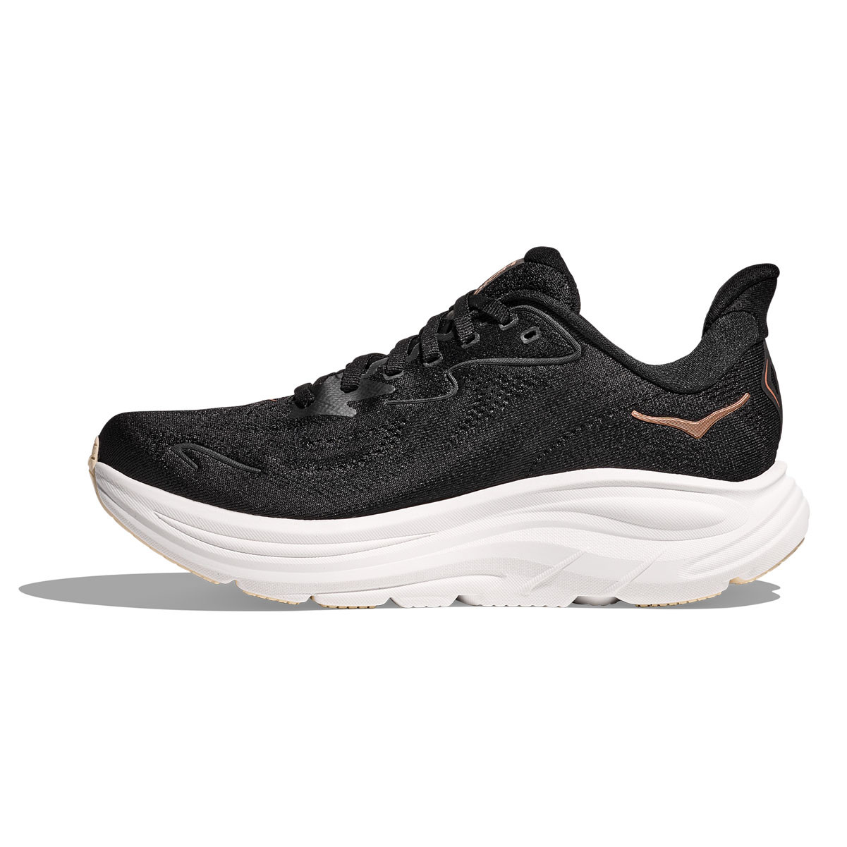 HOKA Women's Clifton 10 Black/Rose Gold Running Shoes - Free Shipping