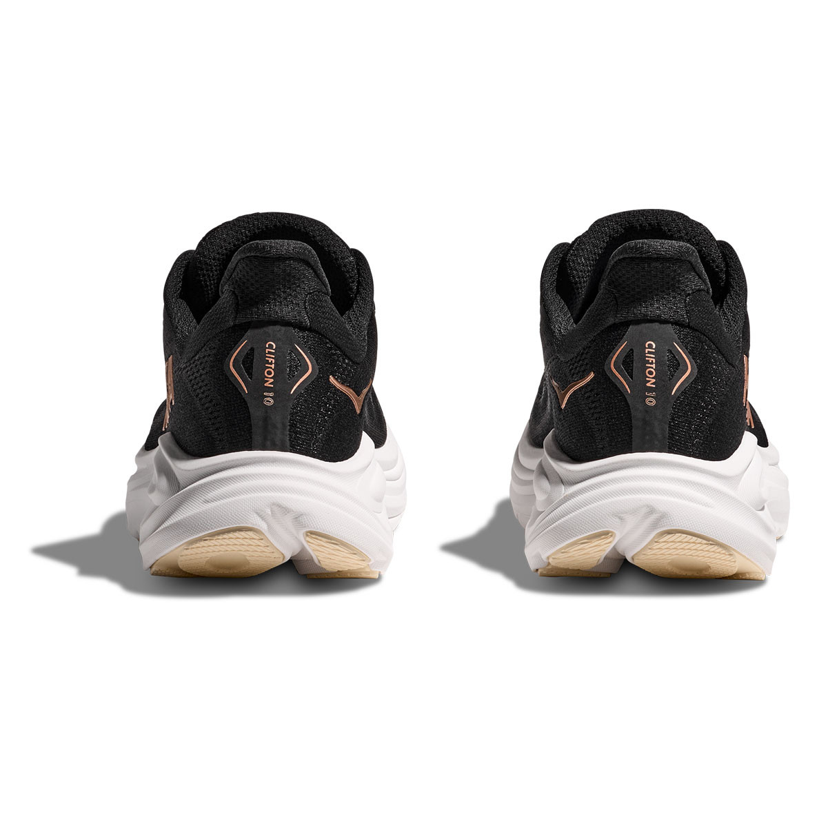 HOKA Women's Clifton 10 Black/Rose Gold Running Shoes - Free Shipping