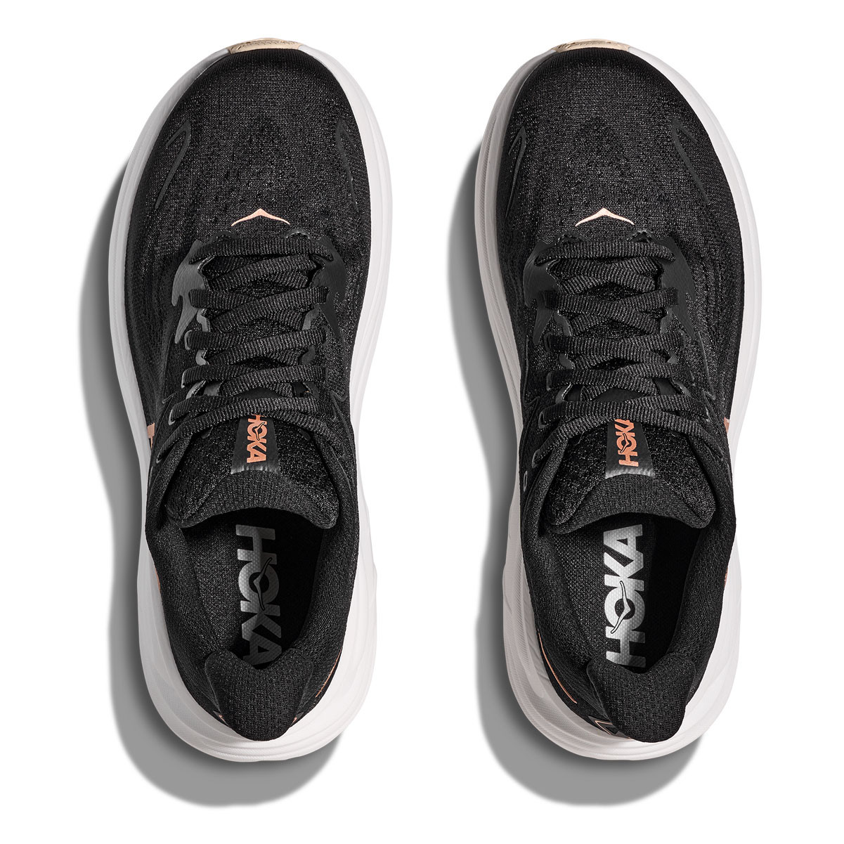 HOKA Women's Clifton 10 Black/Rose Gold Running Shoes - Free Shipping