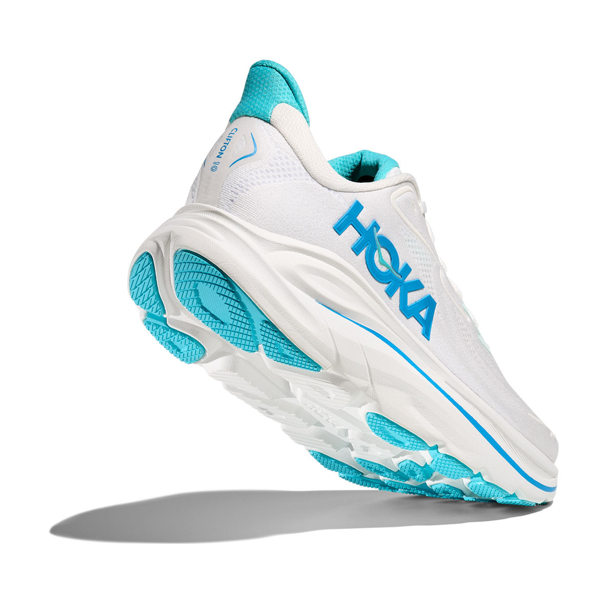 HOKA Men's Clifton 10 Wide White/Skyward Blue Running Shoes - Free