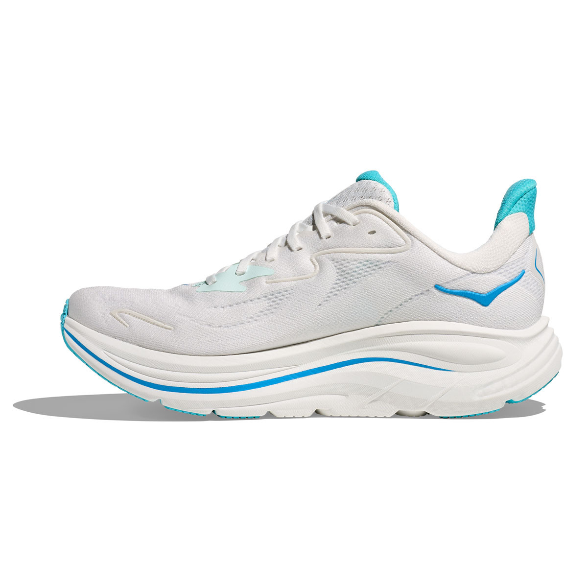 HOKA Men's Clifton 10 Wide White/Skyward Blue Running Shoes - Free