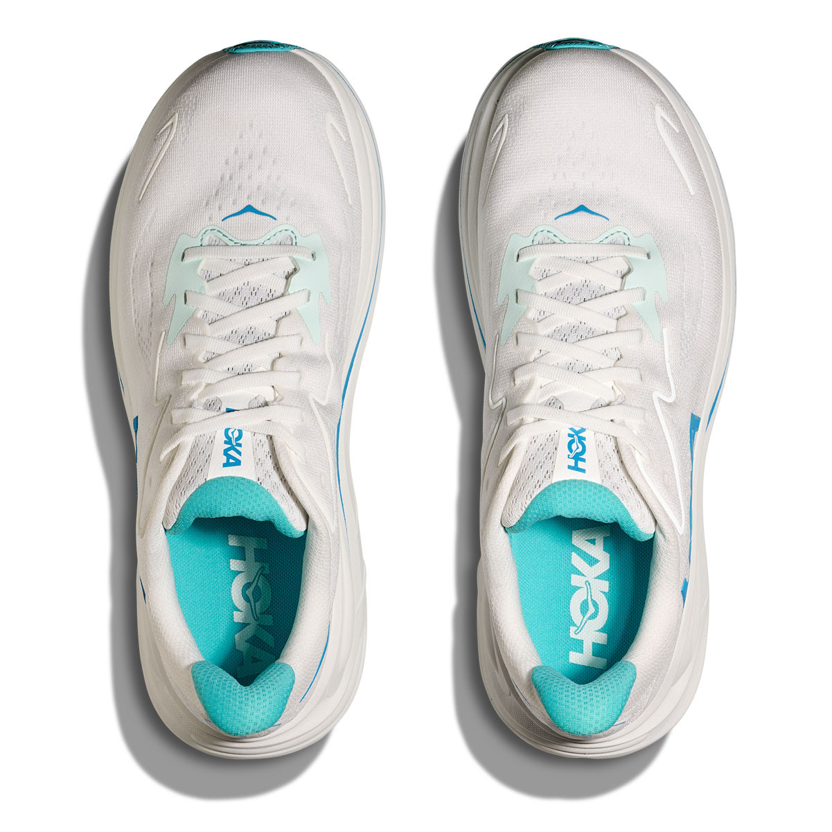 HOKA Men's Clifton 10 Wide White/Skyward Blue Running Shoes - Free