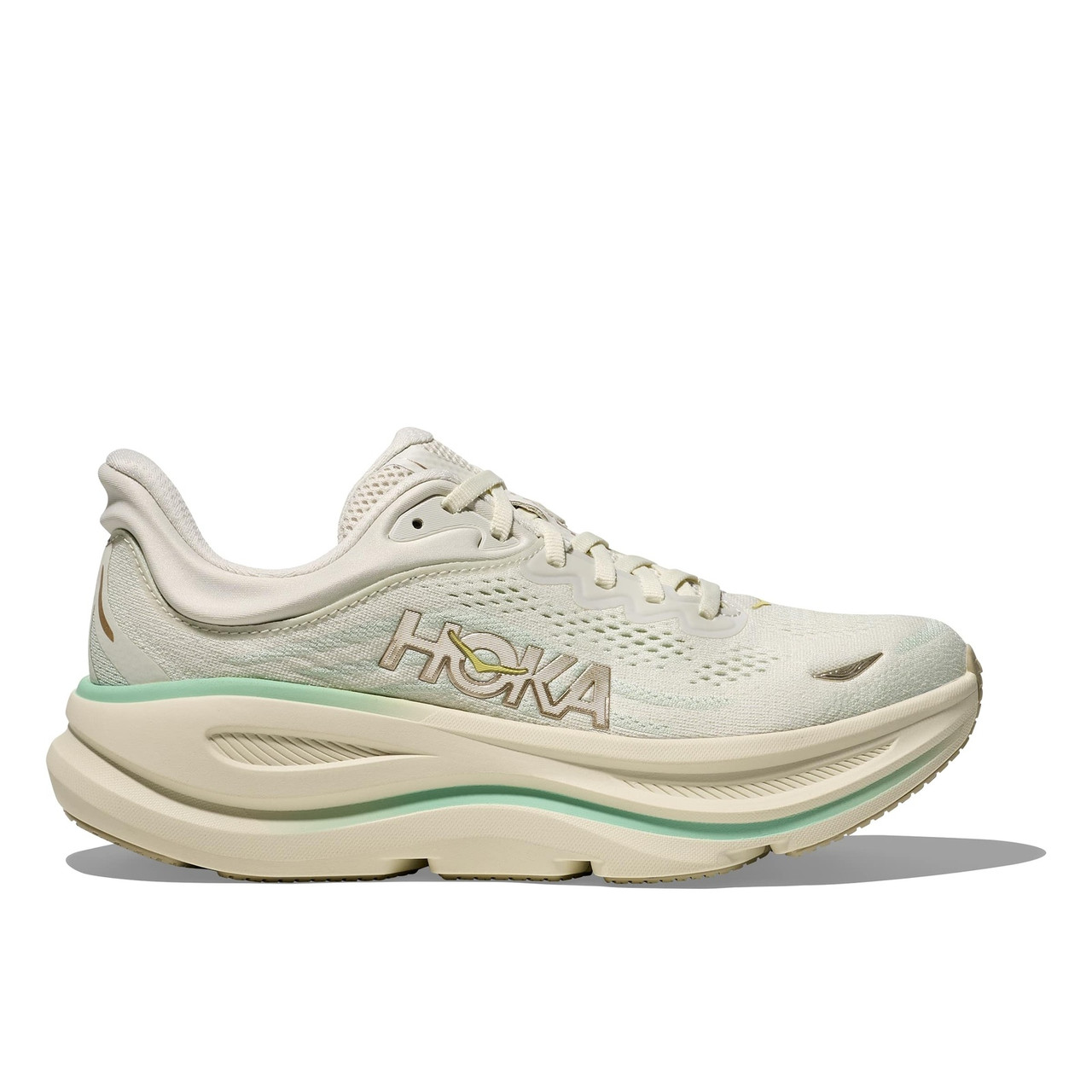 HOKA Women's Bondi 9 Truffle Salt/Sea Glass Running Shoes - Free