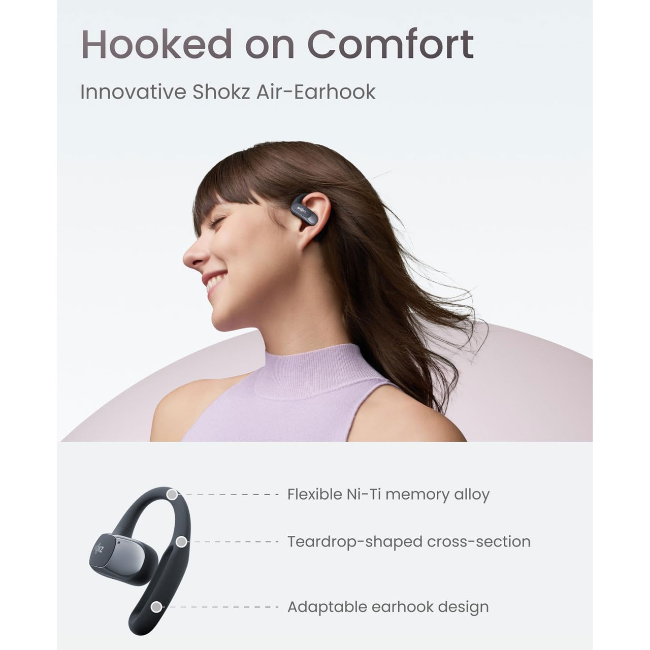 SHOKZ OpenFit Air Black Open-Ear Earbuds with Charging Case (T511