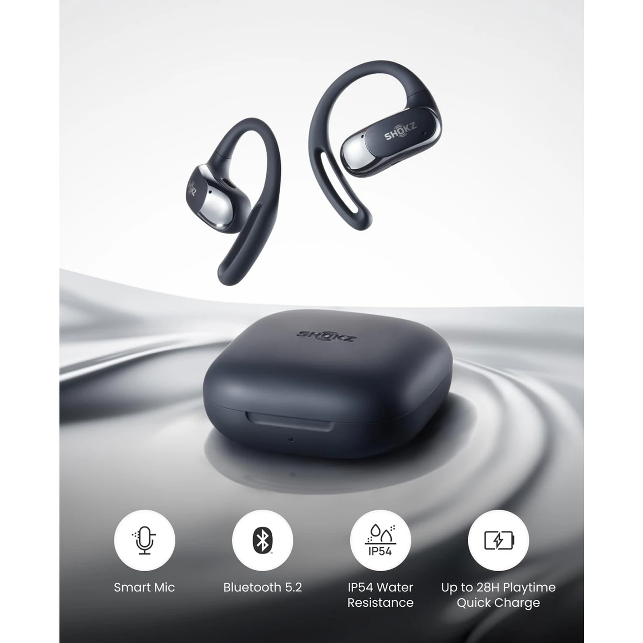 SHOKZ OpenFit Air Black Open-Ear Earbuds with Charging Case (T511 