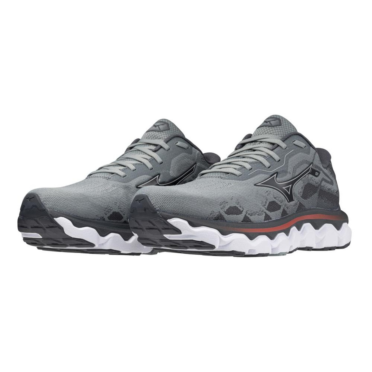 Mizuno スパイクシューズ グレー ベルクロ MIZUNO Men's Wave Horizon 7 Lead/Nickel Running Shoes - Free Shipping