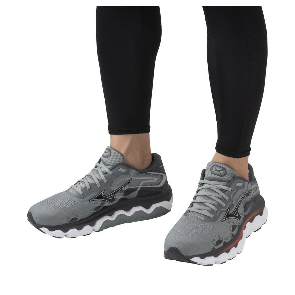 MIZUNO Men's Wave Horizon 7 Lead/Nickel Running Shoes - Free Shipping