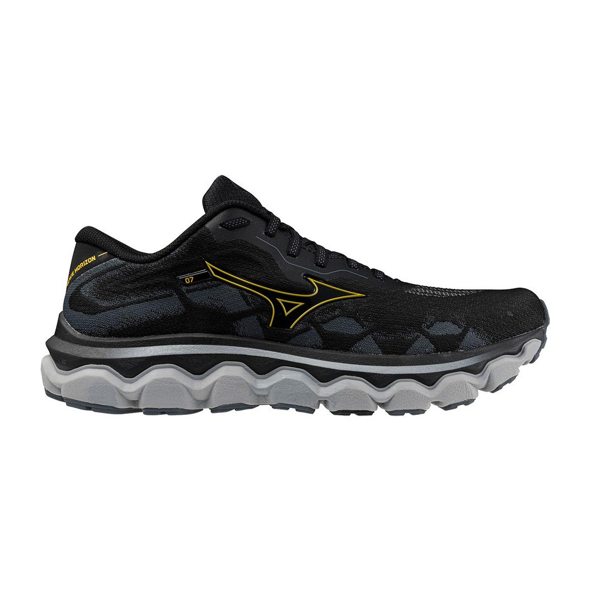 MIZUNO Men's Wave Horizon 7 2E Black/Citrus Running Shoes - Free