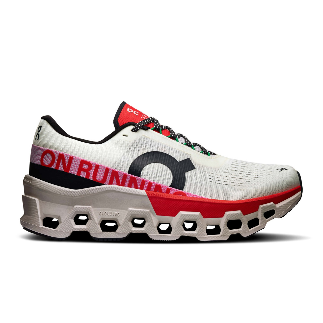 ON FOOTWEAR Women's Cloudmonster 2 Ivory/Red Running Shoes - Free