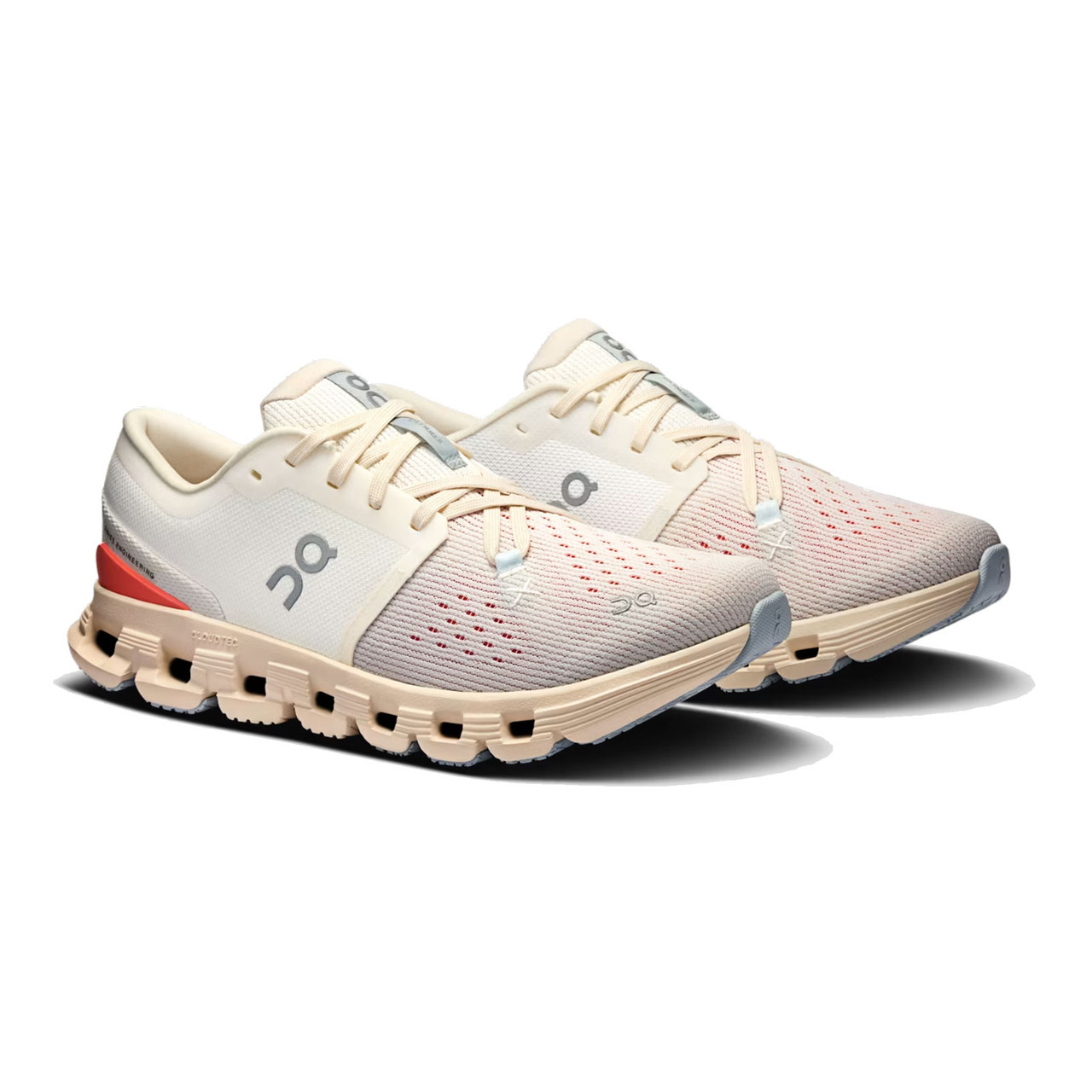 ON FOOTWEAR Womens Cloud X 4 Ivory/Salmon Training Shoes - Free