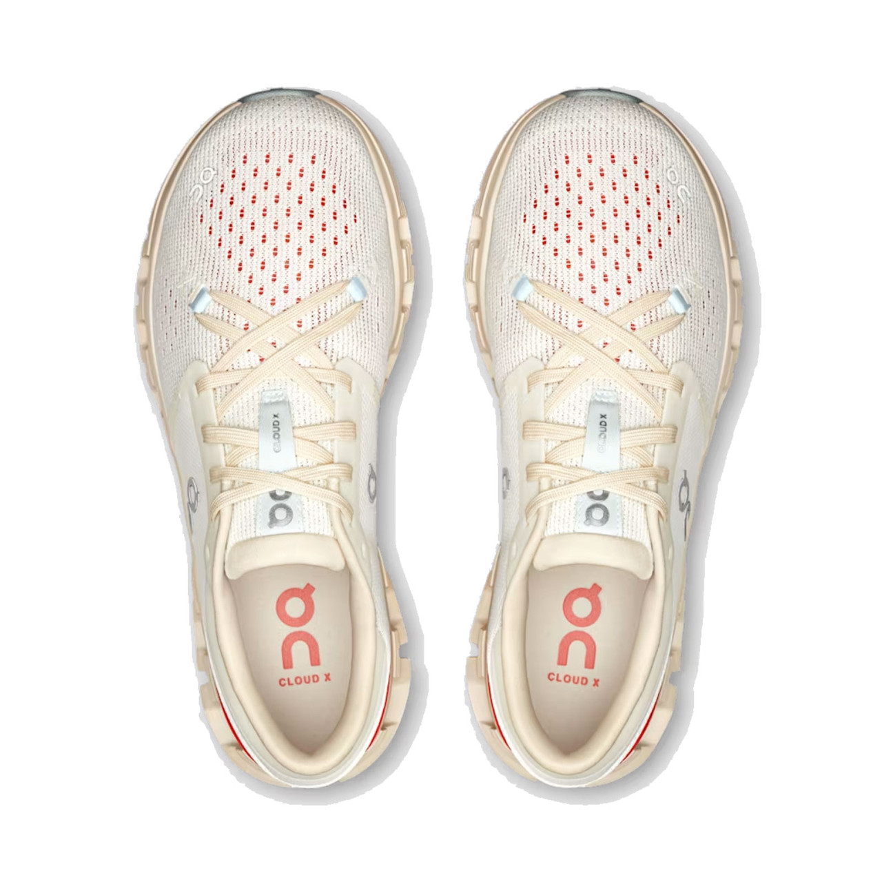 【R2】On Cloud X 4 Ink Ivory ON FOOTWEAR Womens Cloud X 4 Ivory/Salmon Training Shoes - Free