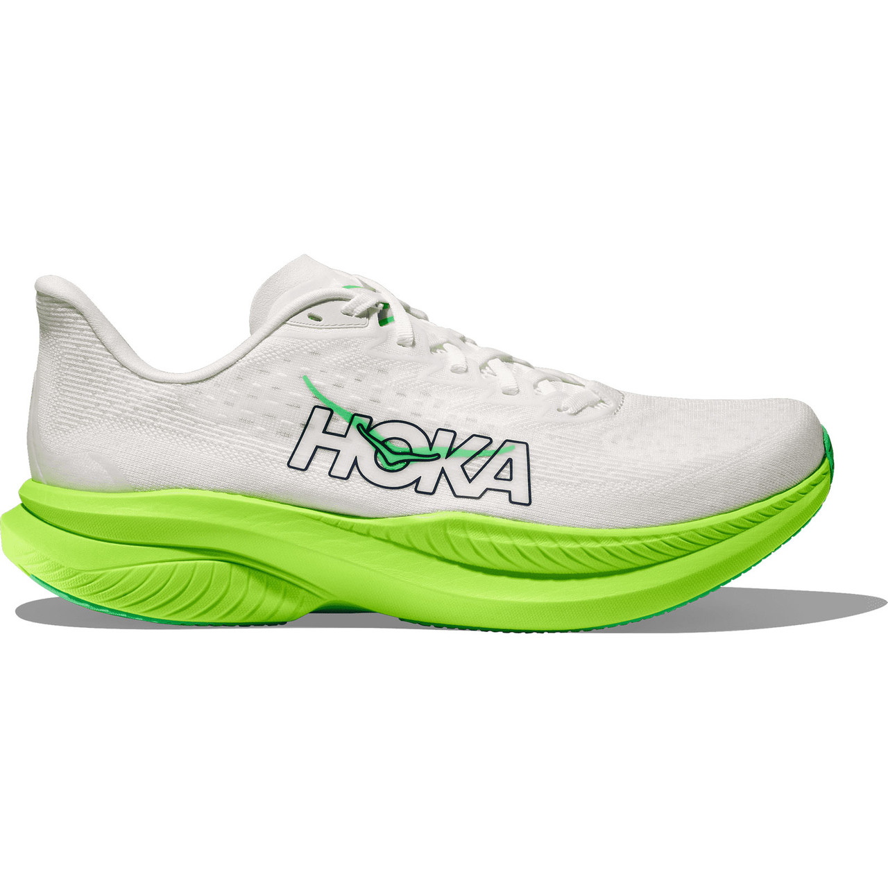 HOKA Men's Mach 6 White/Neon Lime Shoes - Free Shipping