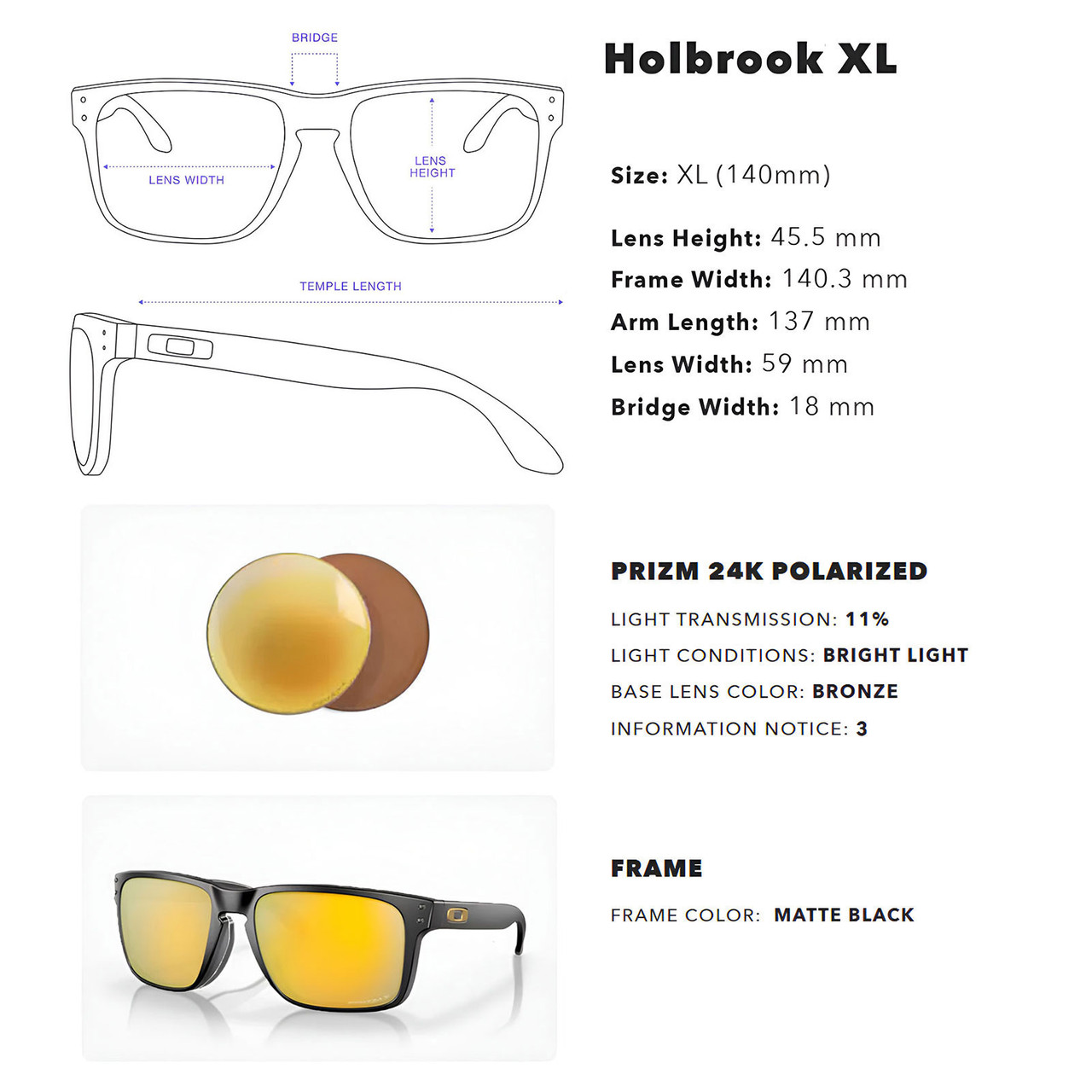 OAKLEY Holbrook XL Sunglasses with Matte Black Frame and Prizm 24K