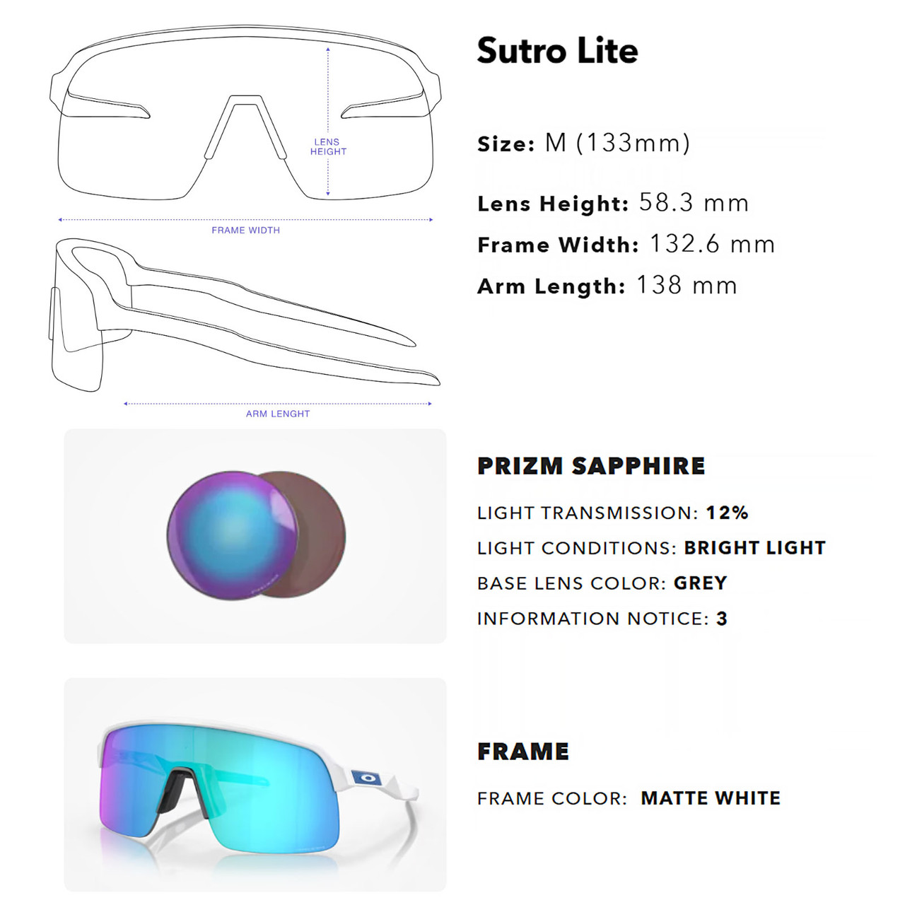 OAKLEY Men's Sutro Lite Sunglasses with Matte White Frame and