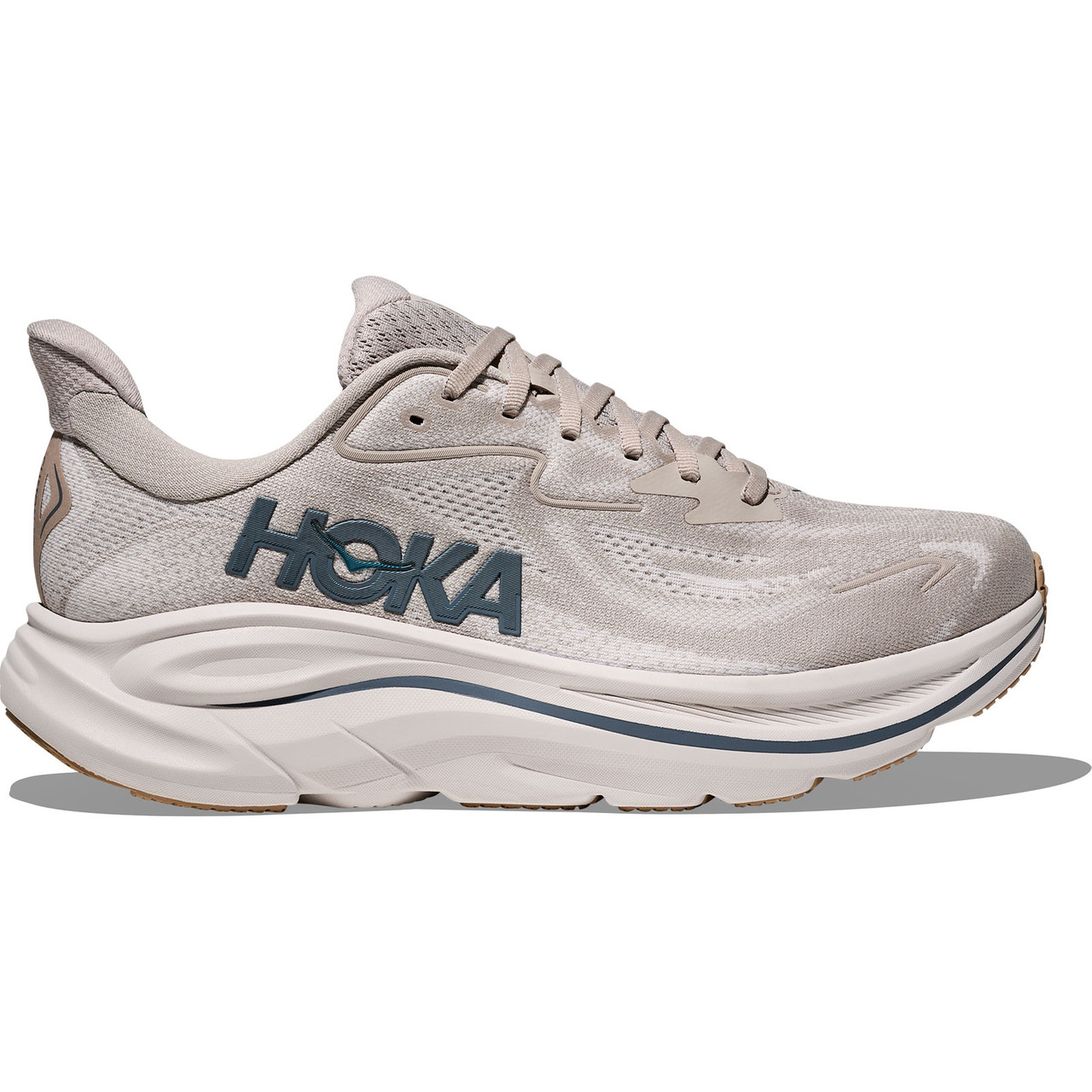 HOKA Men's Clifton 10 Wide Putty/Grout Shoes - Free Shipping