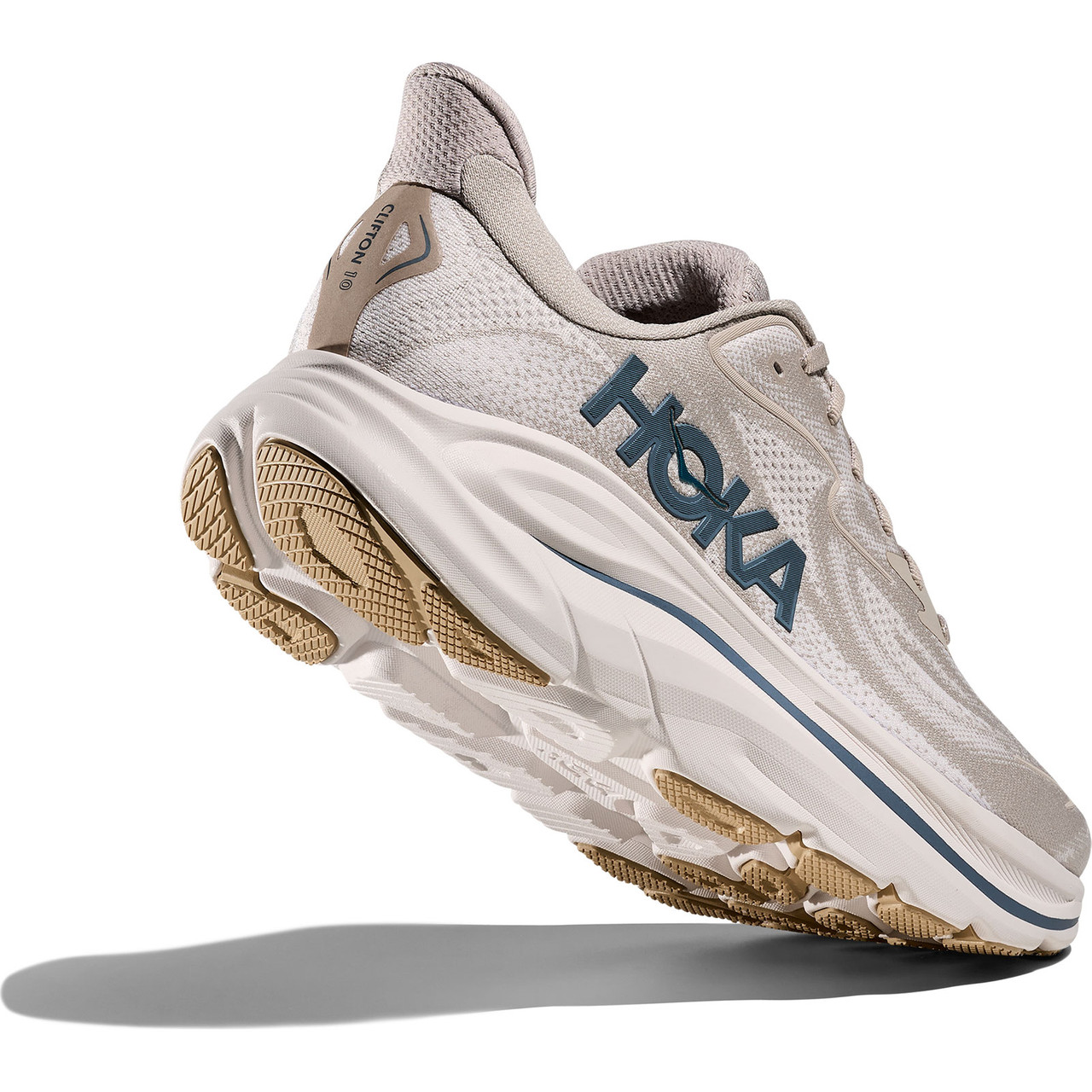 HOKA Men's Clifton 10 Wide Putty/Grout Shoes - Free Shipping