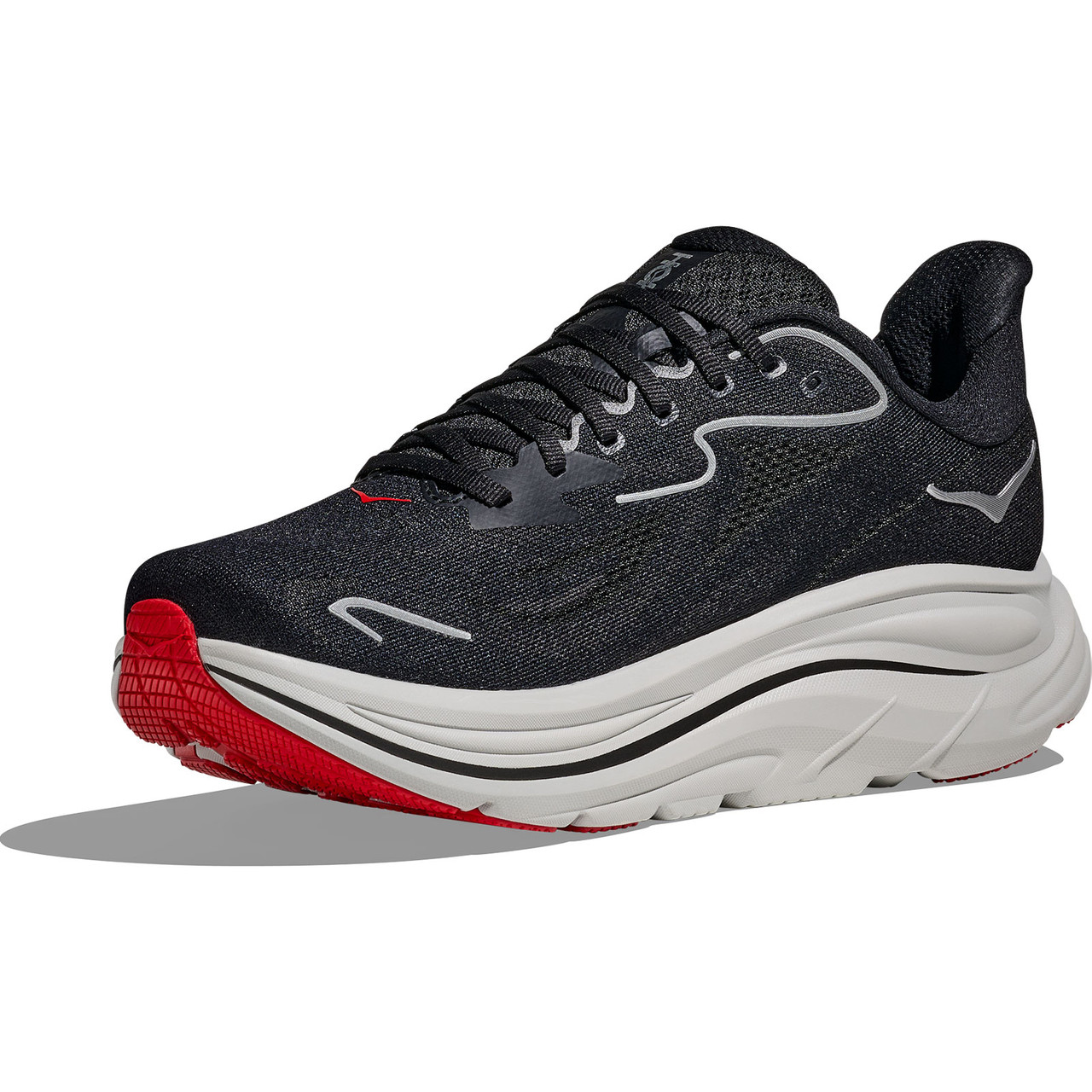 HOKA Men's Clifton 10 Black/Silver Shoes - Free Shipping