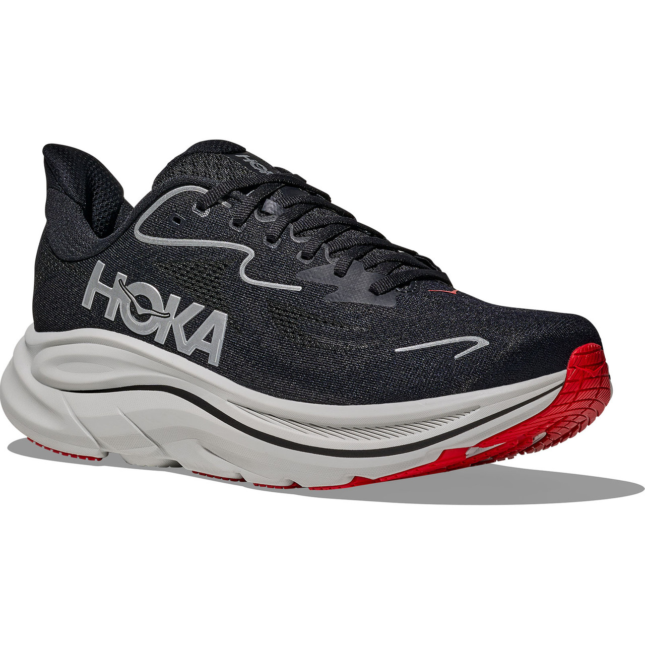 HOKA Men's Clifton 10 Black/Silver Shoes - Free Shipping