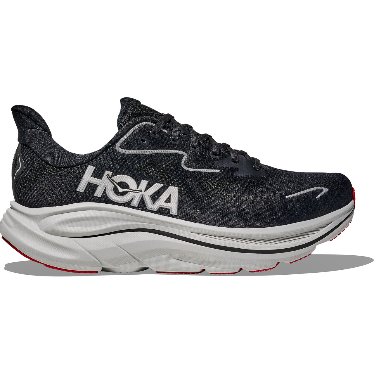 HOKA Men's Clifton 10 Wide Black/Silver Shoes - Free Shipping