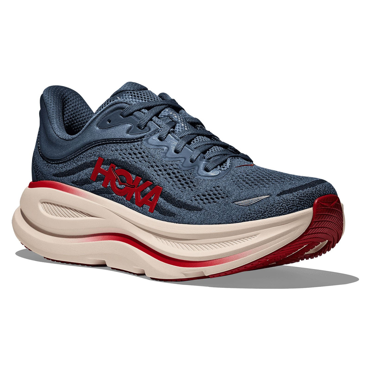 HOKA Men's Bondi 9 Thunder Cloud/Vermillion Running Shoes - Free
