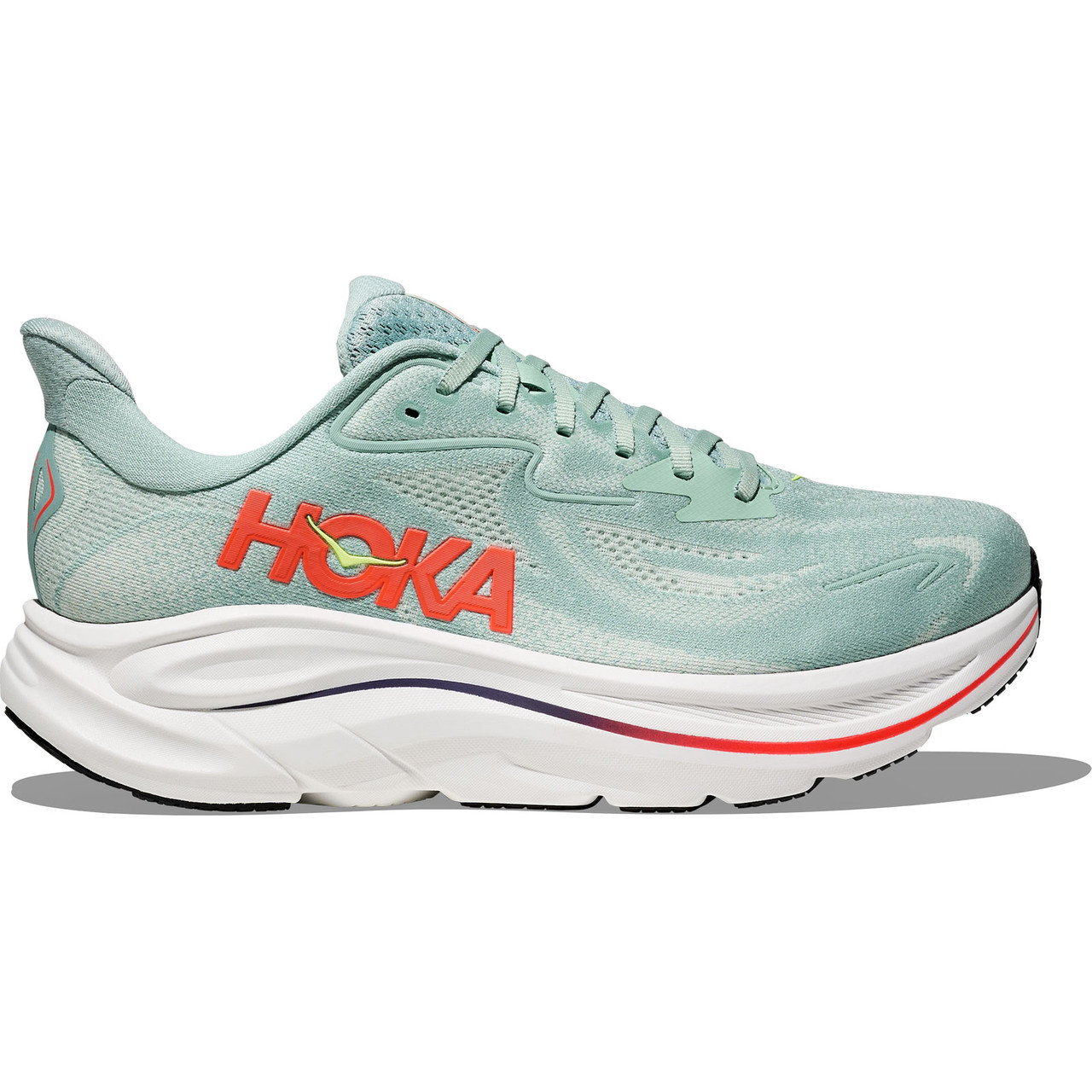 HOKA Men's Clifton 10 Sage/Neon Flame Shoes - Free Shipping