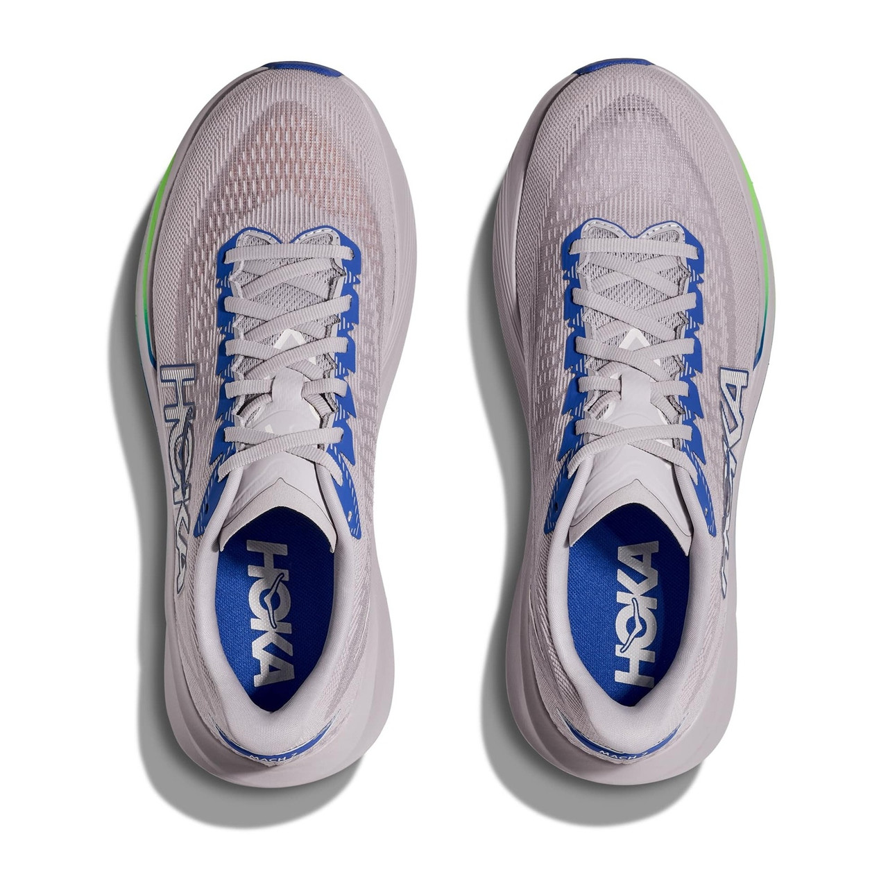 HOKA Men's Mach 7 Wide Ash Gray/Cobalt Blue Running Shoes - Free