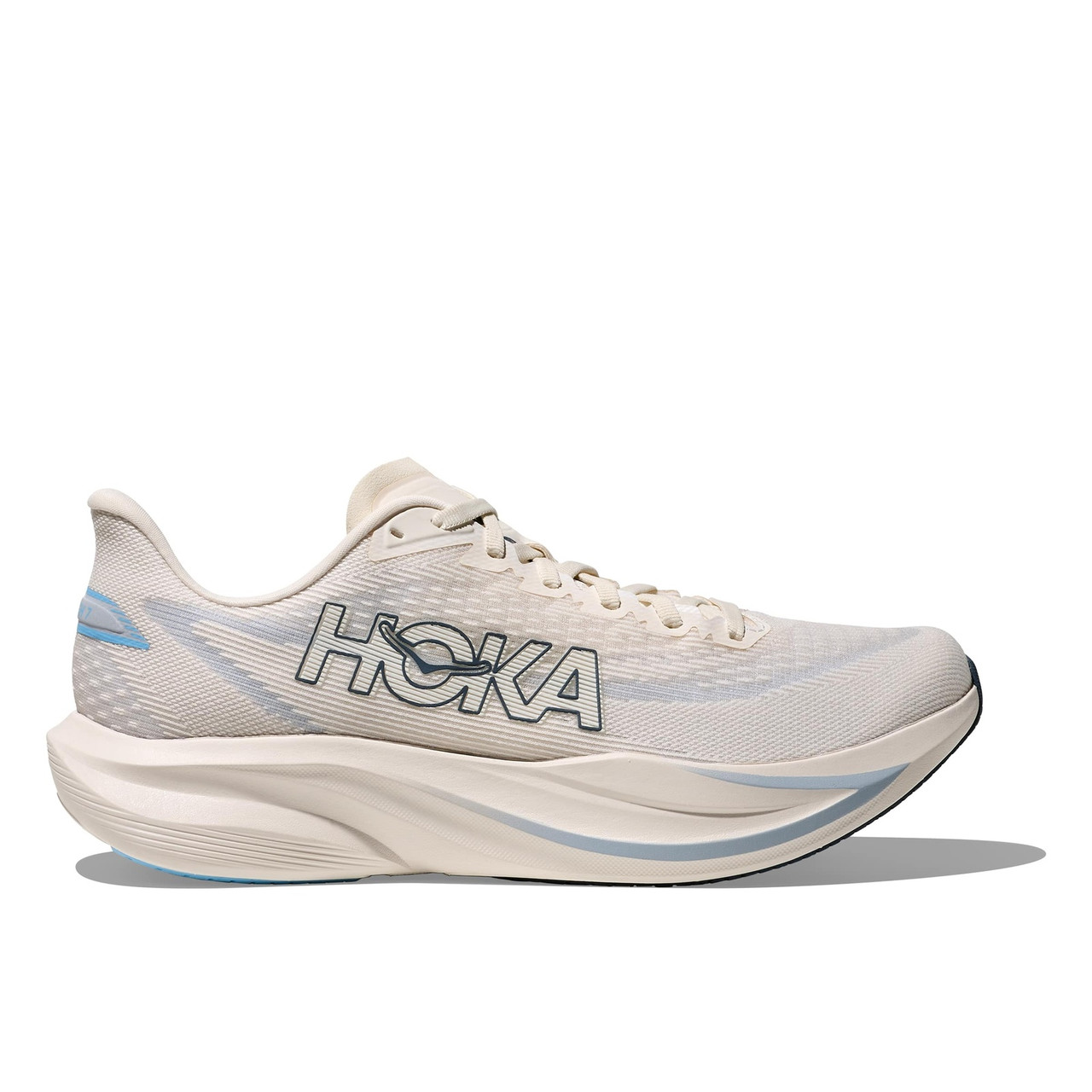 HOKA Men's Mach 7 Wide Alabaster/Soaring Blue Running Shoes - Free