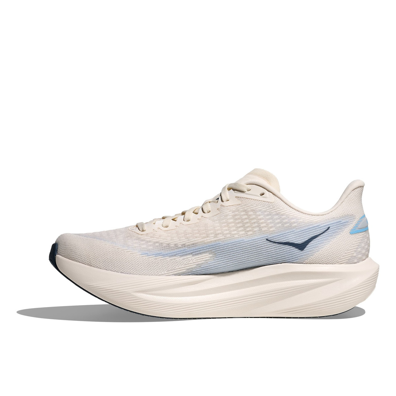 HOKA MACH 7 28.0 WIDEタイプ HOKA Men's Mach 7 Wide Alabaster/Soaring Blue Running Shoes - Free