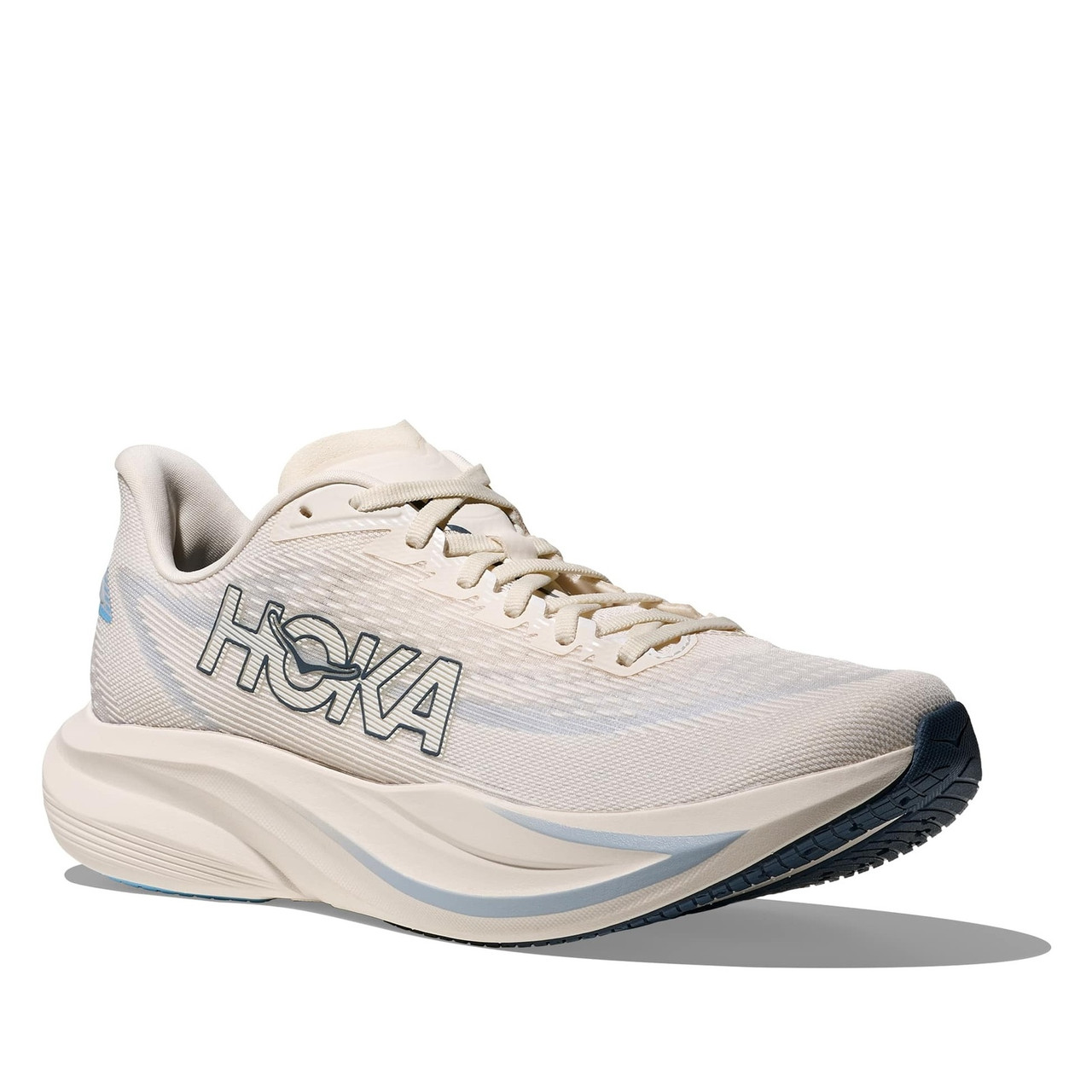 HOKA Men's Mach 7 Wide Alabaster/Soaring Blue Running Shoes - Free