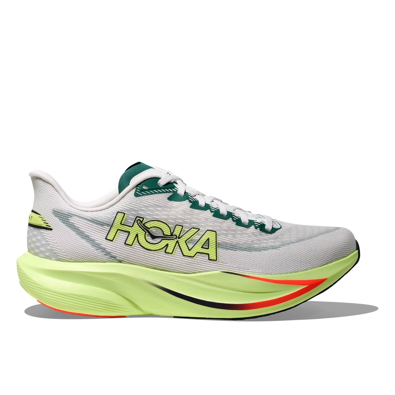HOKA スポーツシューズ ホワイト/グリーン/イエロー HOKA Men's Mach 7 Frost/Neon Yuzu Running Shoes - Free Shipping