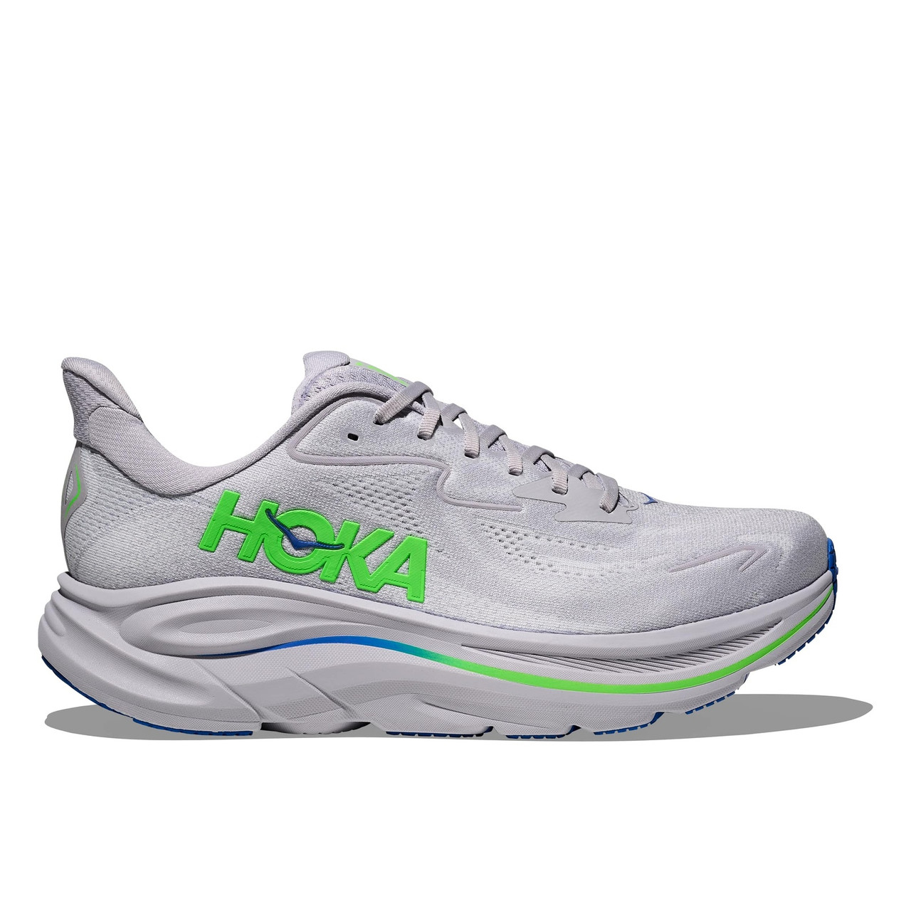 HOKA CLIFTON 10ホワイト/グリーン HOKA Men's Clifton 10 Ash Gray/Neon Green Running Shoes - Free