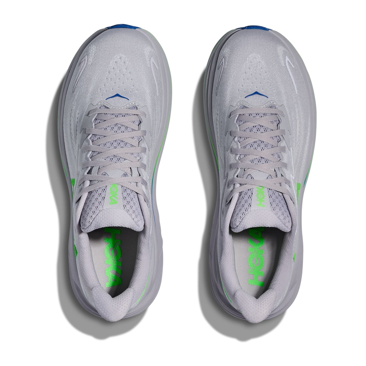 HOKA Men's Clifton 10 Ash Gray/Neon Green Running Shoes - Free