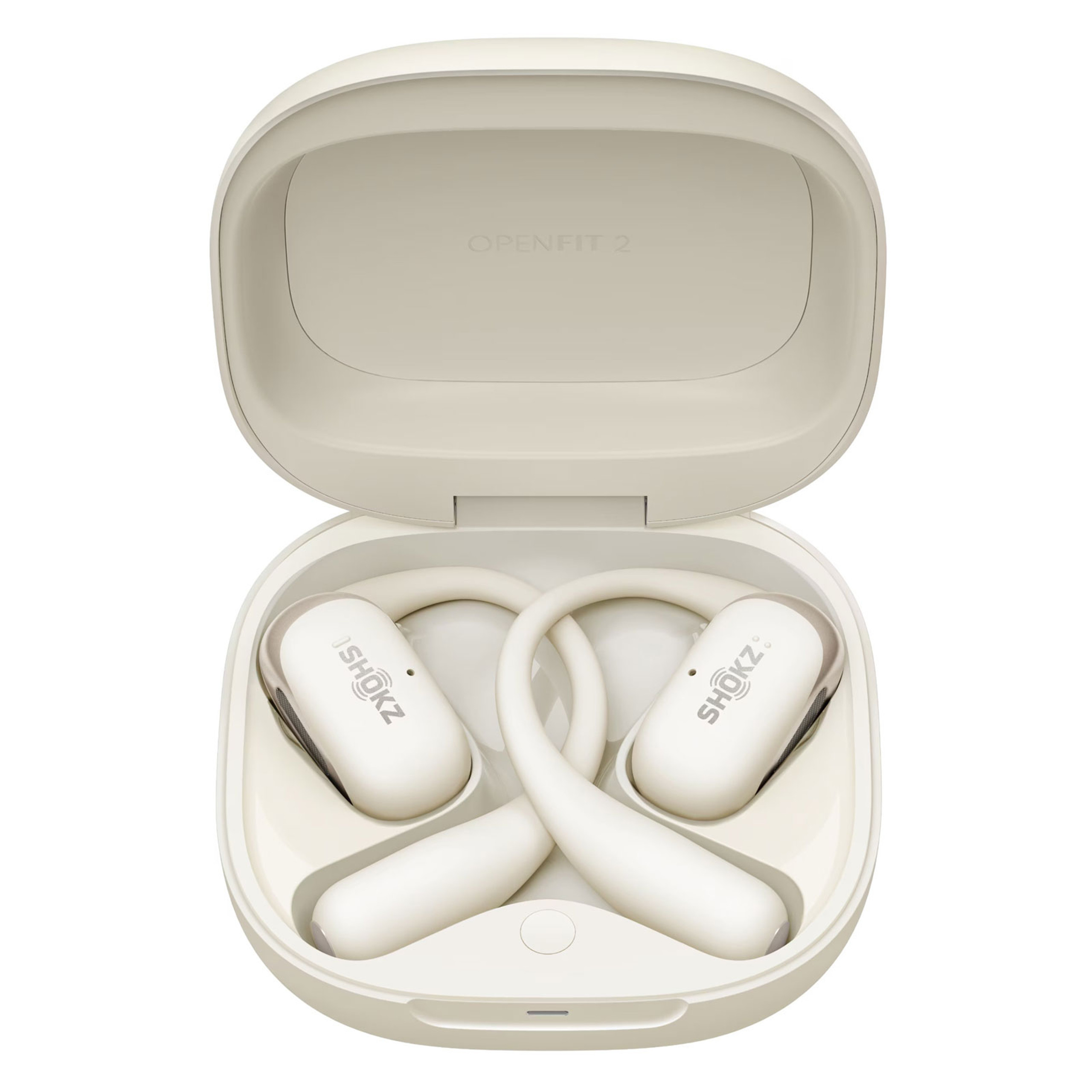 SHOKZ OpenFit 2 Beige Open-Ear Earbuds with Charging Case