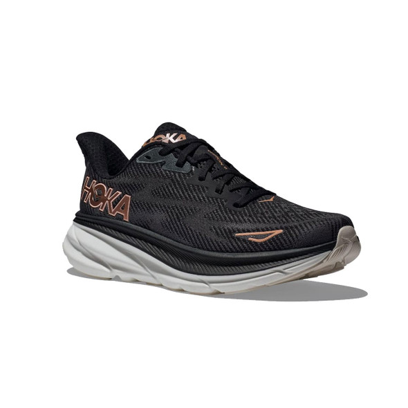 HOKA Women's Clifton 9 Black/Rose Gold Running Shoes (1127896-BRGL