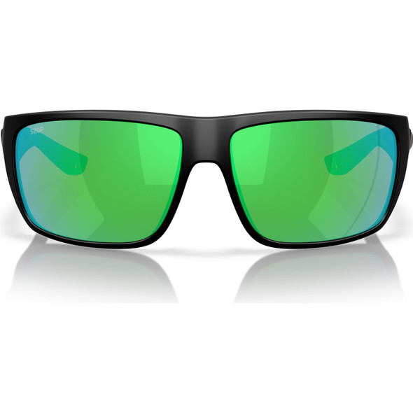 COSTA DEL MAR Men's Fly Line Matte Black/Green Mirror 580P Polarized Sunglasses (06S9129-91291064)