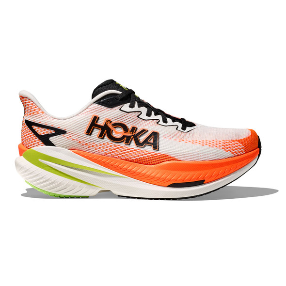 HOKA Men's Mach X 3 White/Neon Tangerine Running Shoes