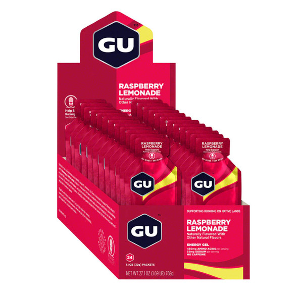 GU ENERGY Original Sports Nutrition Raspberry Lemonade Energy Gel, 24ct Box (124912)