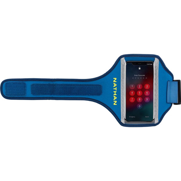 NATHAN SPORTS Super 5K Deep Blue/Safety Yellow OSFM Smartphone Armband (NS4923-60270-OSFM)