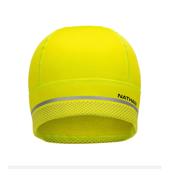 NATHAN SPORTS HyperNight Reflective Hi Vis Yellow/Geo Print Beanie (NS10400-40044-OSFM)
