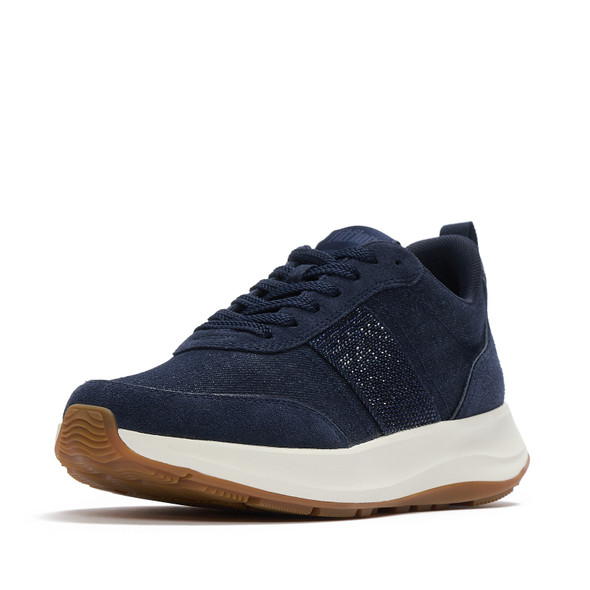 FITFLOP Women's F-Mode Flow Crystal Denim/Suede Dark Denim Sneakers