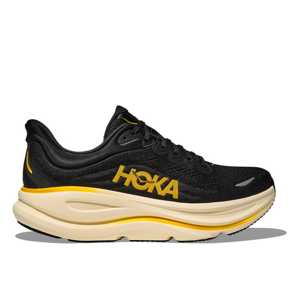 HOKA Men's Bondi 9 X-Wide Carbon Black/Yellow Gold Running Shoes