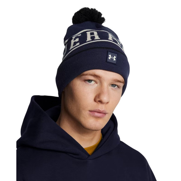 UNDER ARMOUR Men's Halftime Pom Midnight Navy/Summit White Beanie (1386634-410-OSFM)