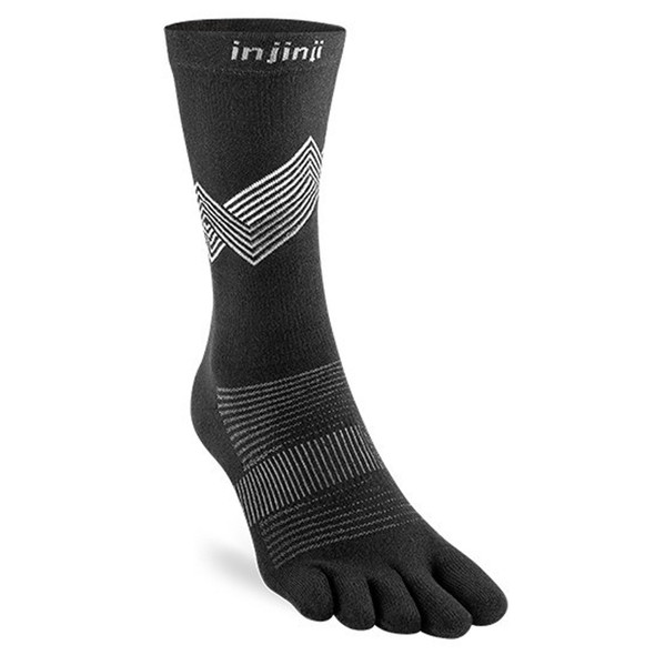 INJINJI Unisex Run Lightweight Crew Black Running Socks