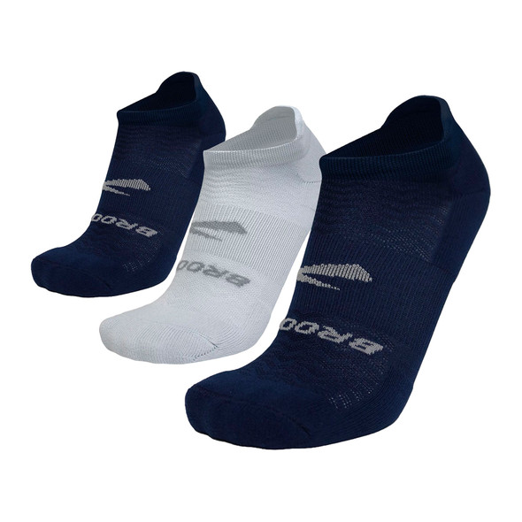 BROOKS Run-In No Show 3-Pack Navy/Light Gray/Navy Socks