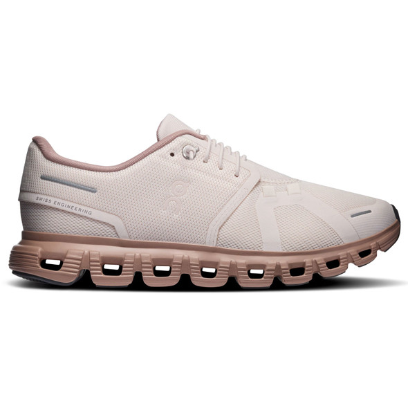ON FOOTWEAR Women's Cloud 6 Oyster/Biscuit Running Shoes