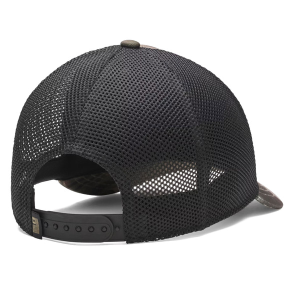 UNDER ARMOUR Men's Freedom Mid UA Barren Camo/Black/Bayou Trucker Hat (6003571-989-OSFA)