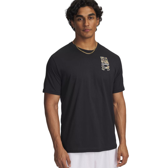 UNDER ARMOUR Men's Vintage Left Chest Camo Black Short Sleeve T-Shirt
