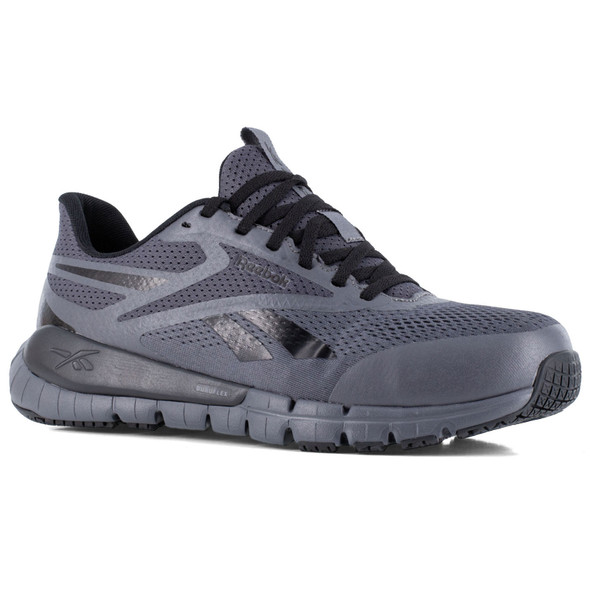 REEBOK Men's Flex Trainer Composite Toe Gray/Black Work Shoes with Elevated Ease On/Off (RB5122)
